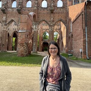 Mary standing in the ruins of Tartu Cathedral