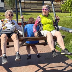 Giant swings that straddle the border of Latvia and Estonia
