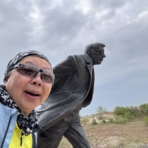 Statue of Jean-Paul Sartre from photograph: Against the wind